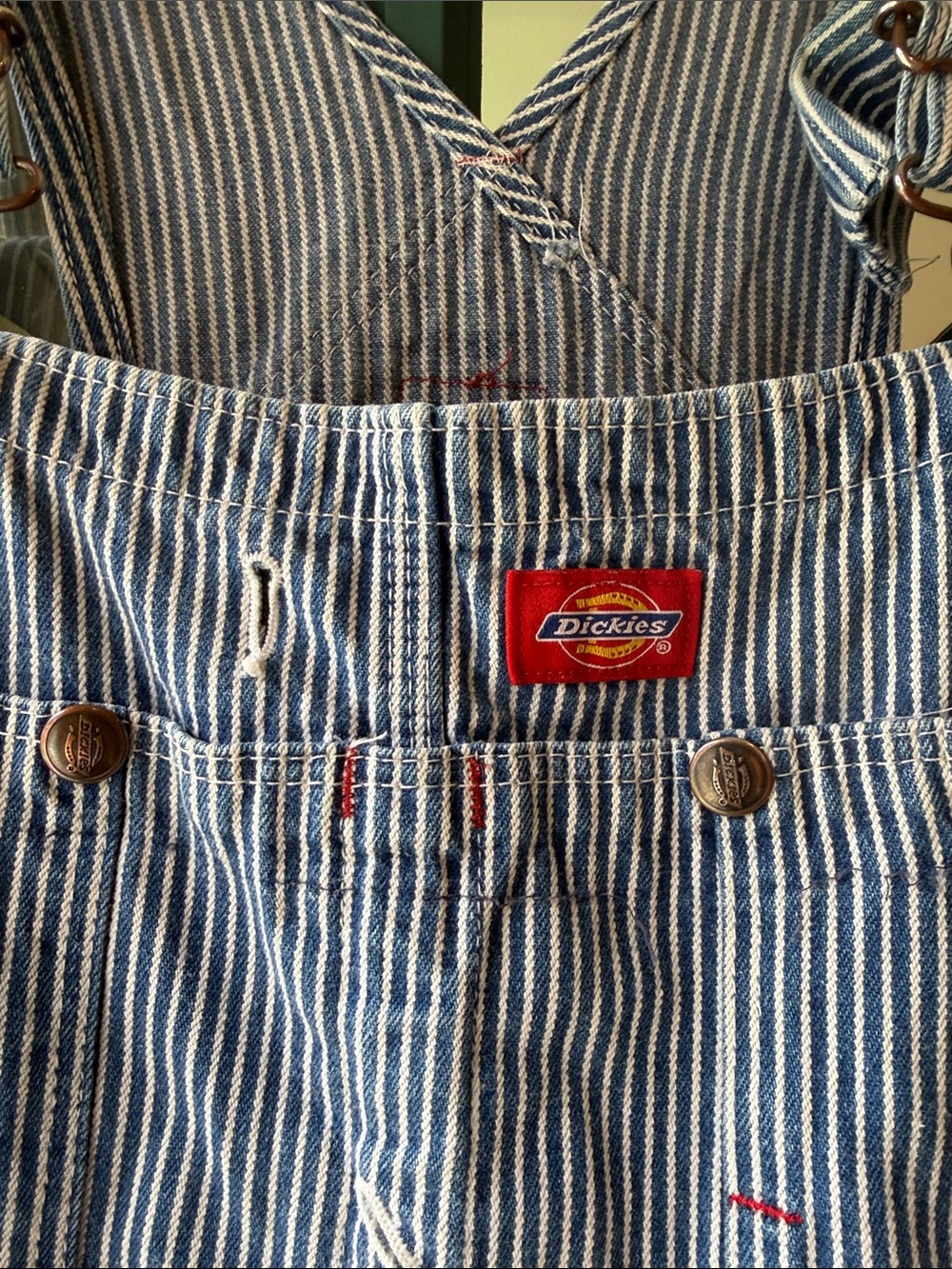 Dickies Blue and White Stripe Work Overalls - Picture 3 of 3